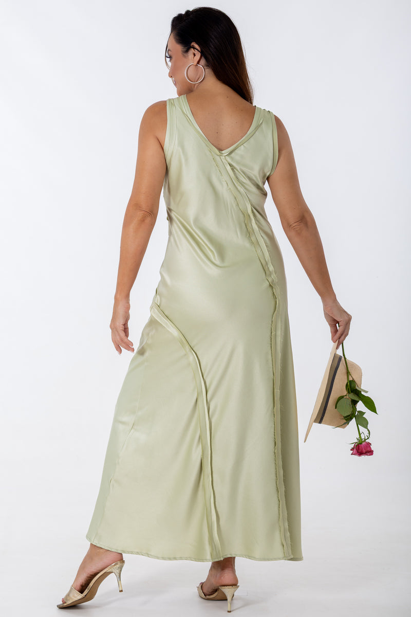 Bias Maxi Occasion Dress | Pistachio