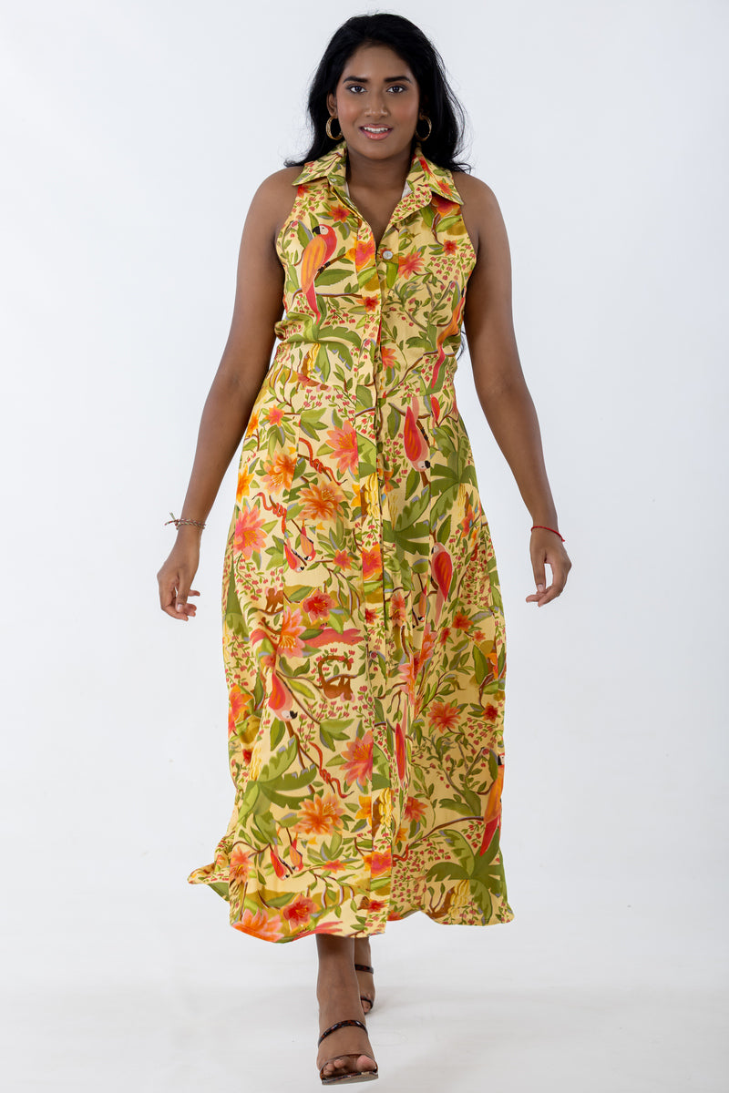 Concealed Front Maxi Dress | Fantasy Forest