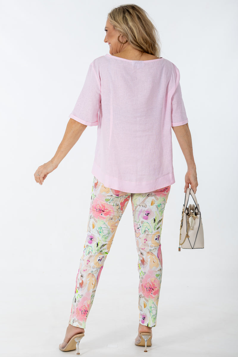 Flat Front 7/8 Pant | Water Bouquet