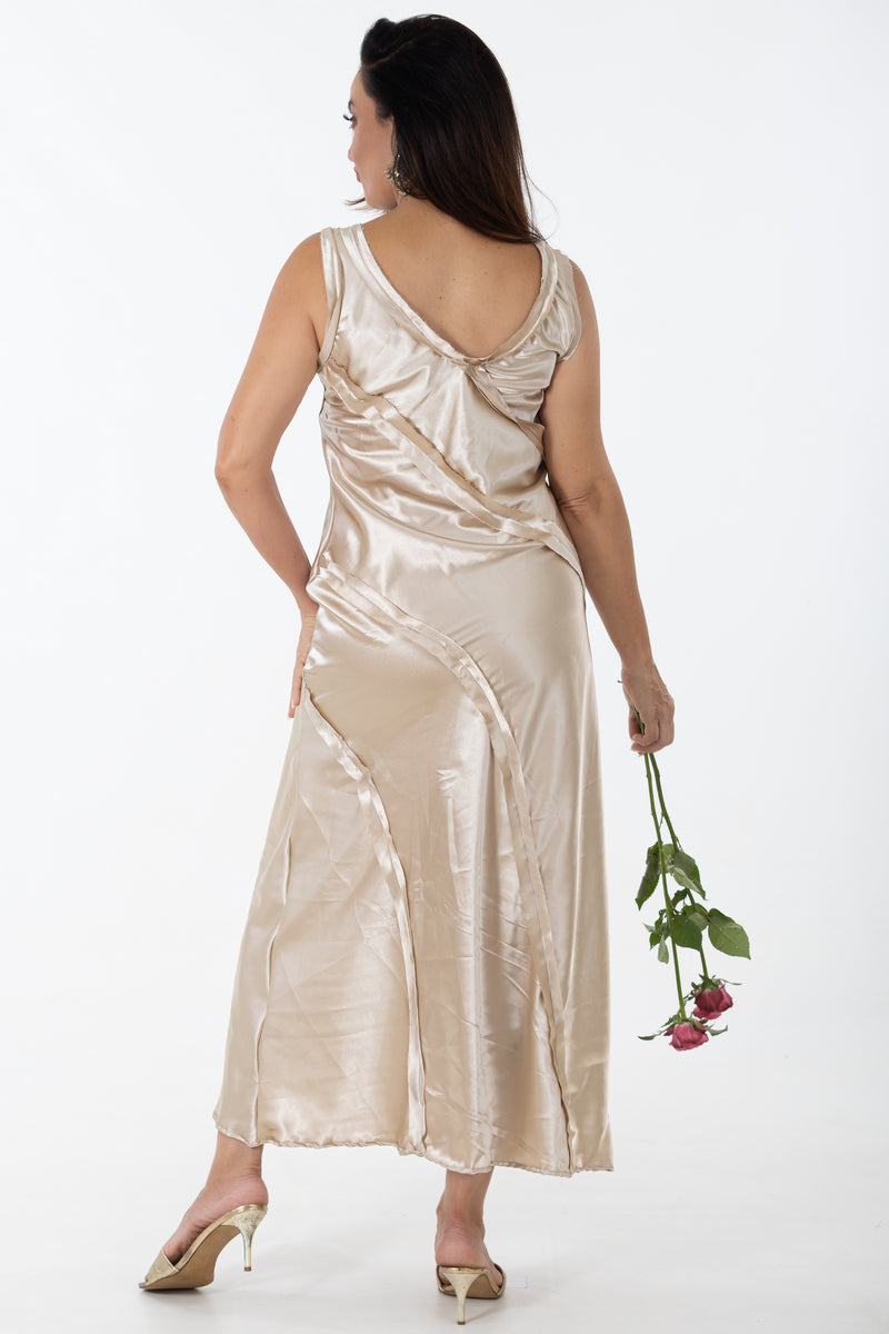 Bias Maxi Occasion Dress | Gold