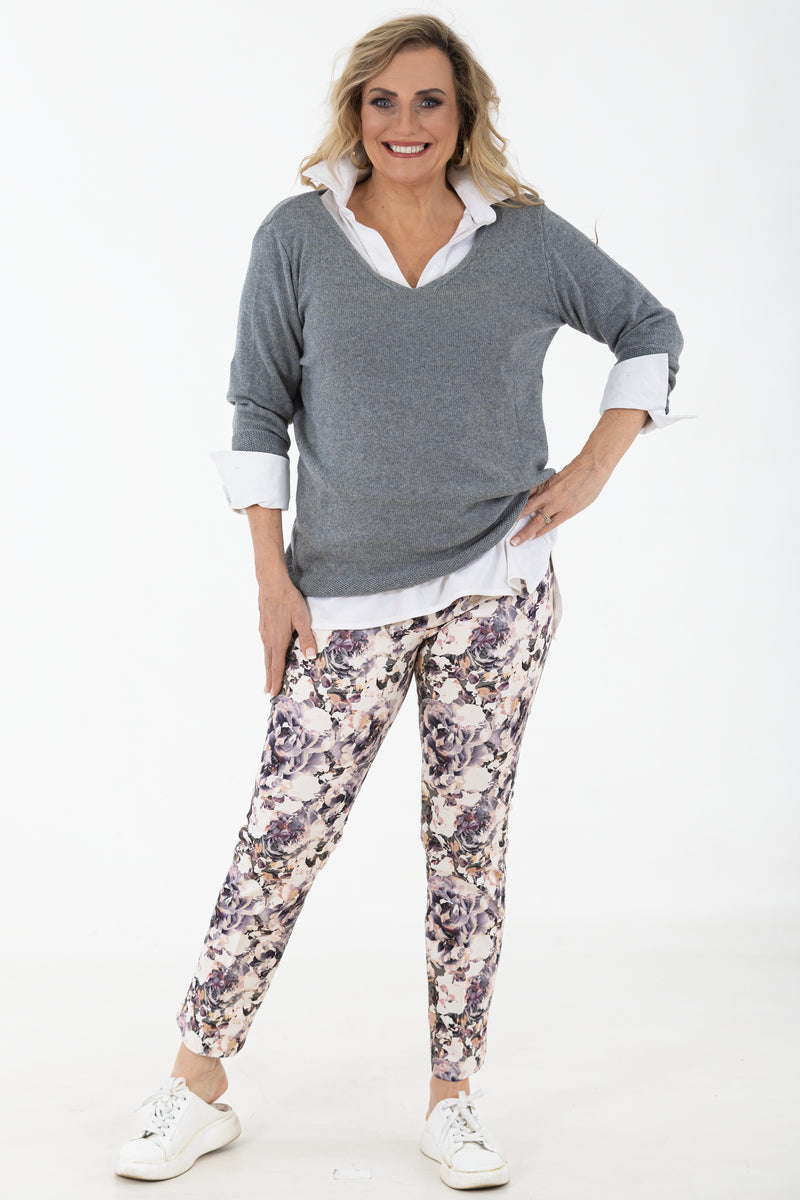 Cotton Lycra 3/4 Sleeve Tee | White
