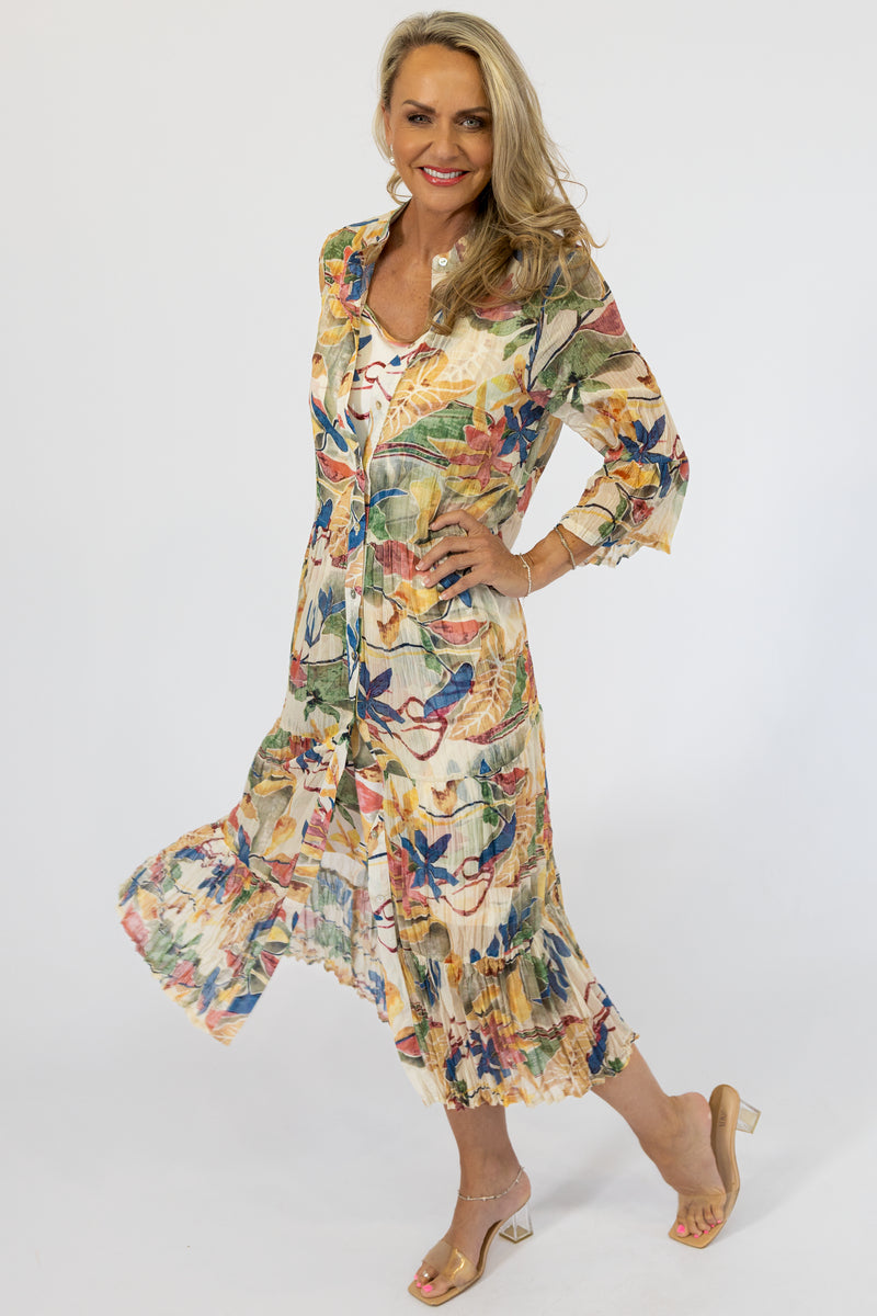 Scrunch Button-Through Maxi Dress & Petti | Jungle Vines