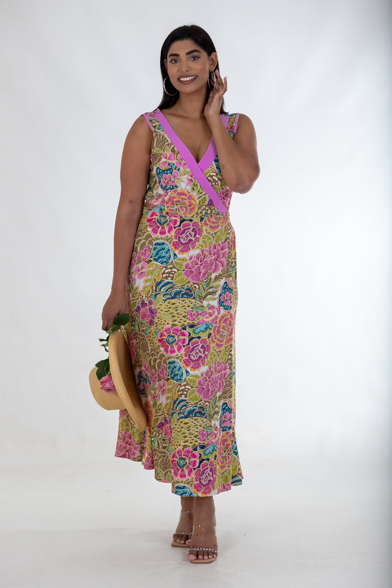 Contrast Wrap Maxi Dress