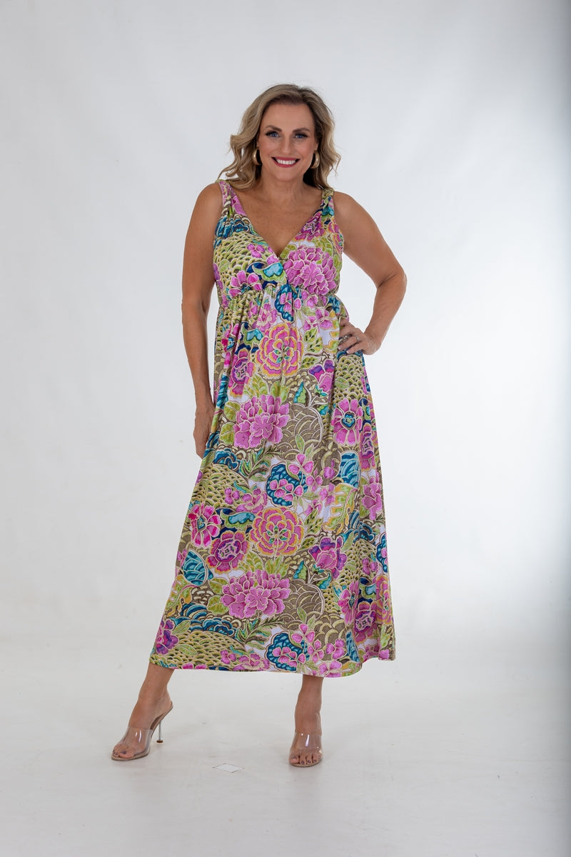 X-Over Bodice Knit Maxi Dress