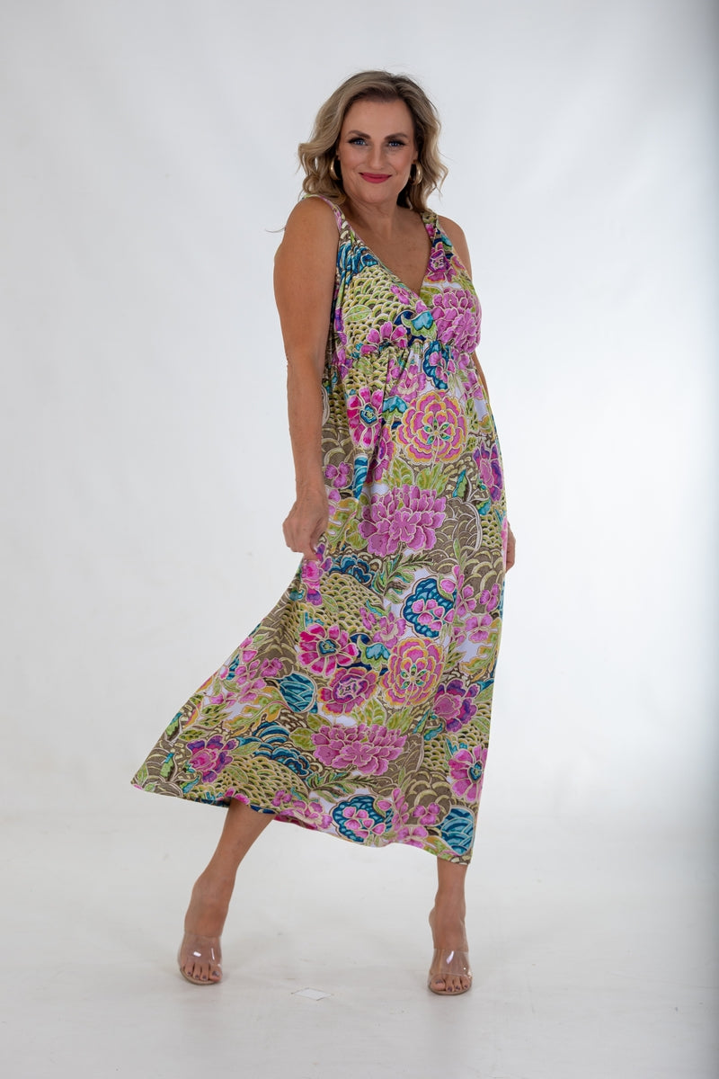 X-Over Bodice Knit Maxi Dress