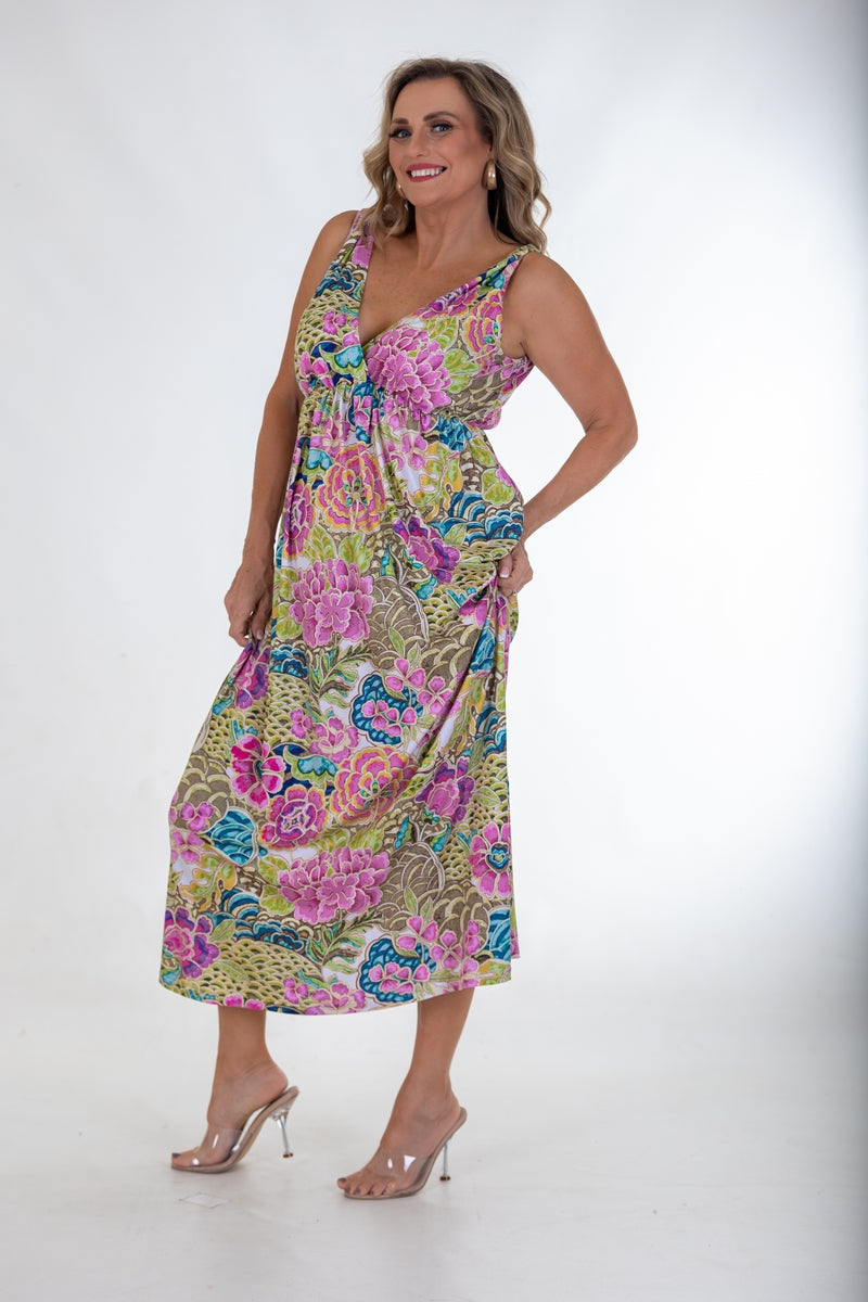 X-Over Bodice Knit Maxi Dress