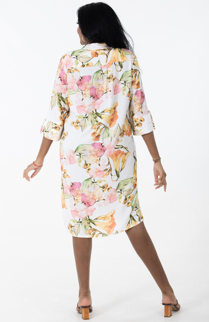 Button Through Midi Mandarin Dress | Tuberose