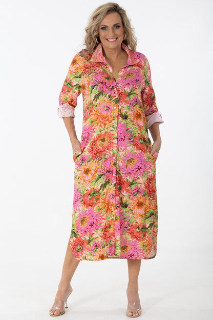 Raglan Button Thru Dress | Chrysanthemum