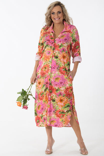 Raglan Button Thru Dress | Chrysanthemum