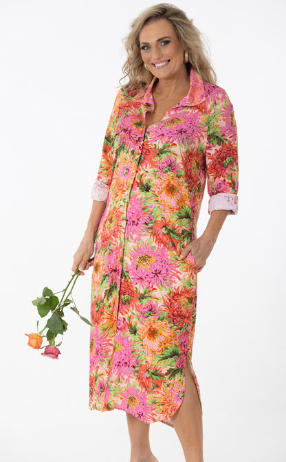 Raglan Button Thru Dress | Chrysanthemum