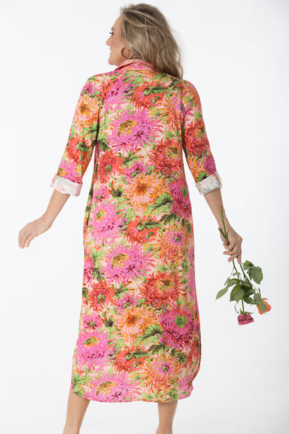 Raglan Button Thru Dress | Chrysanthemum