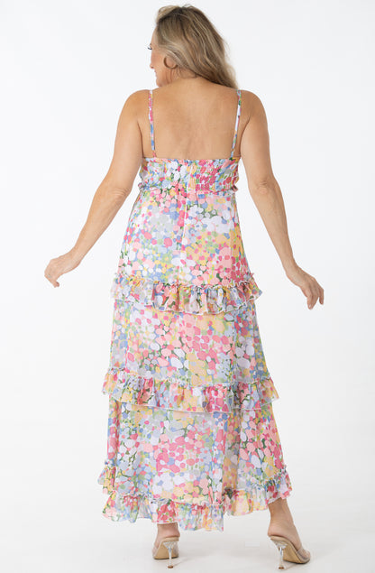 Sheer Maxi Flounce Dress | Sparkling Blooms