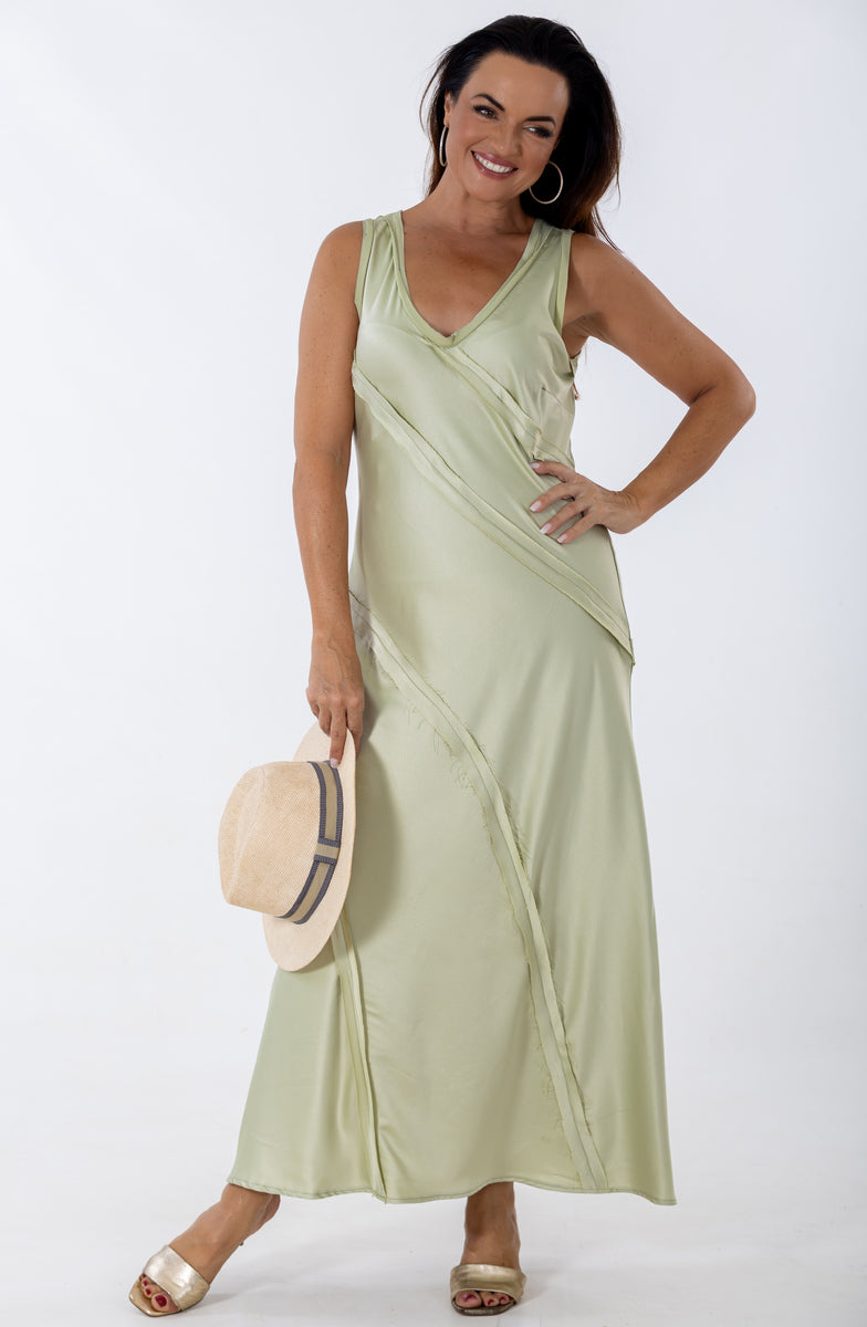 Bias Maxi Occasion Dress | Pistachio
