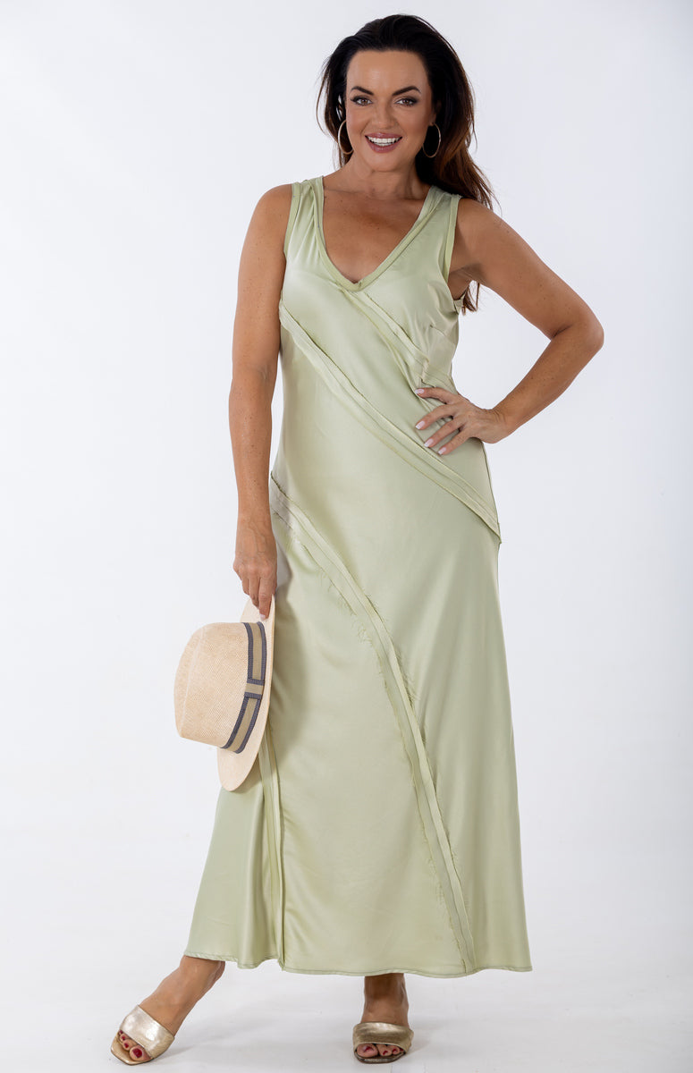 Bias Maxi Occasion Dress | Pistachio