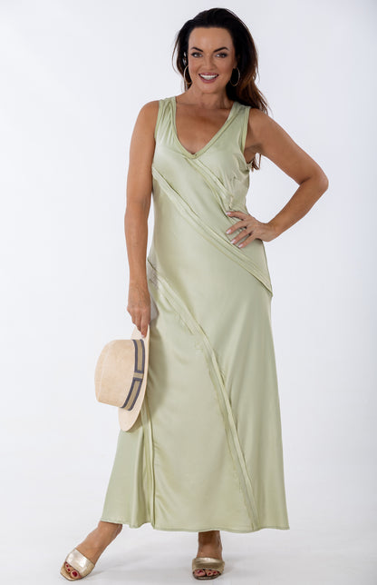 Bias Maxi Occasion Dress | Pistachio
