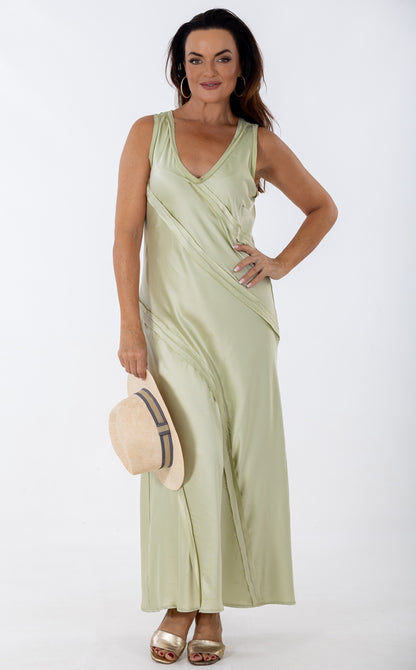 Bias Maxi Occasion Dress | Pistachio