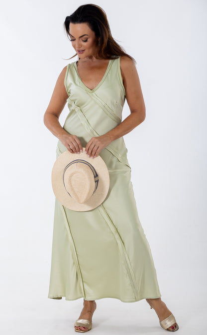 Bias Maxi Occasion Dress | Pistachio