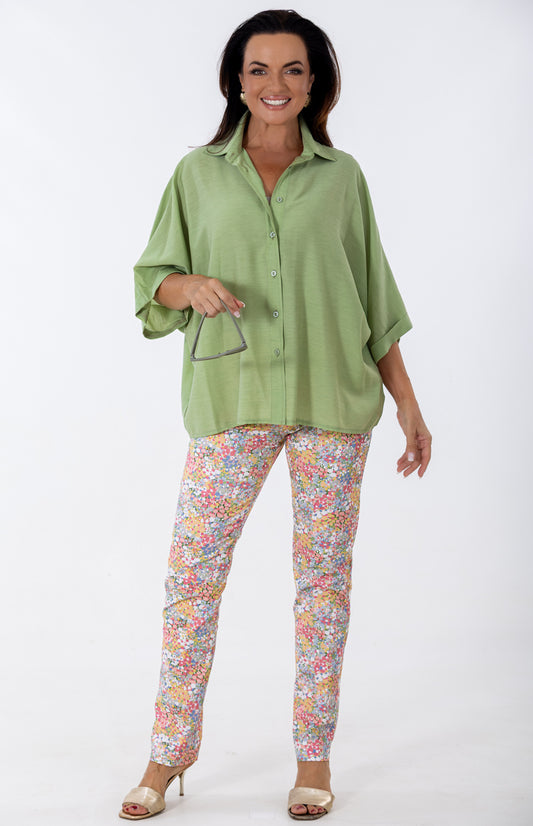 Classic Flat Front Pant | Sparkling Blooms