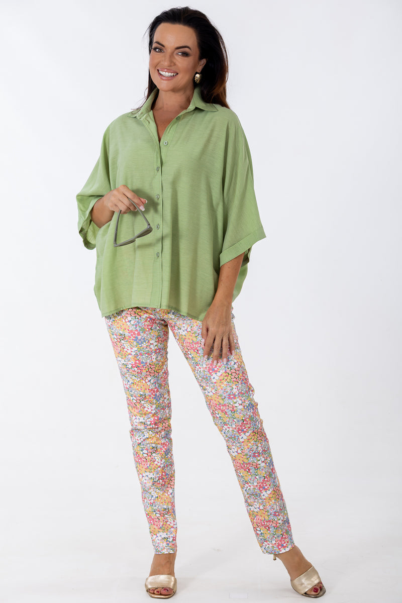 Classic Flat Front Pant | Sparkling Blooms