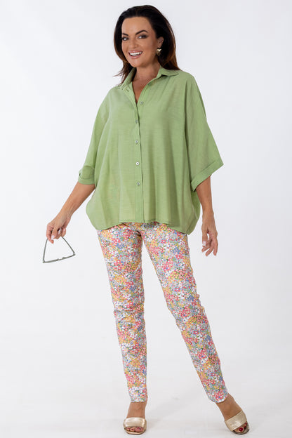 Classic Flat Front Pant | Sparkling Blooms