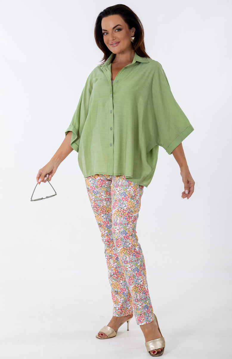 Classic Flat Front Pant | Sparkling Blooms