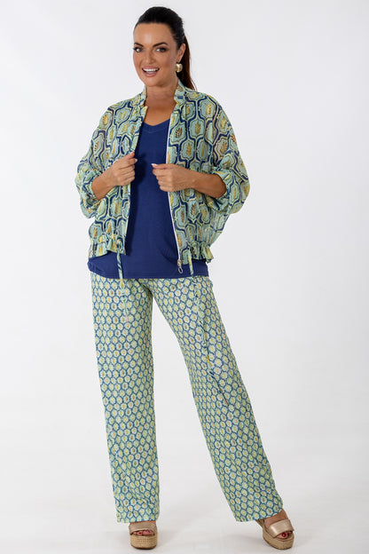 Wide Leg Stretch Pant | Geo Flora