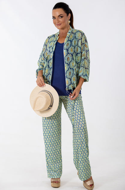 Wide Leg Stretch Pant | Geo Flora