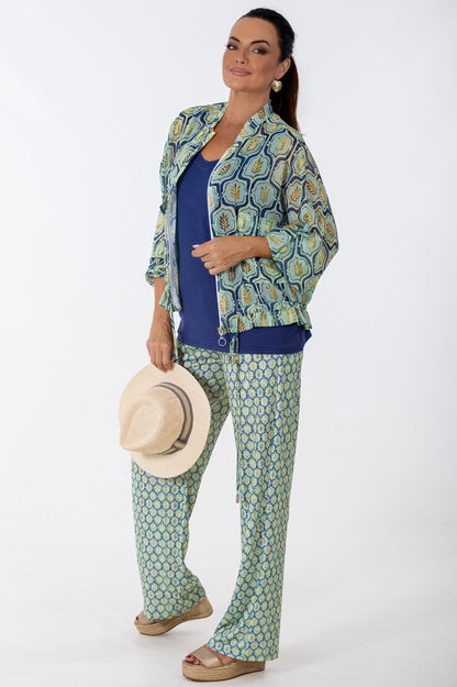 Wide Leg Stretch Pant | Geo Flora