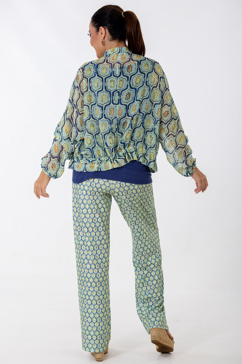 Wide Leg Stretch Pant | Geo Flora