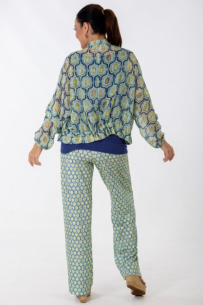 Wide Leg Stretch Pant | Geo Flora