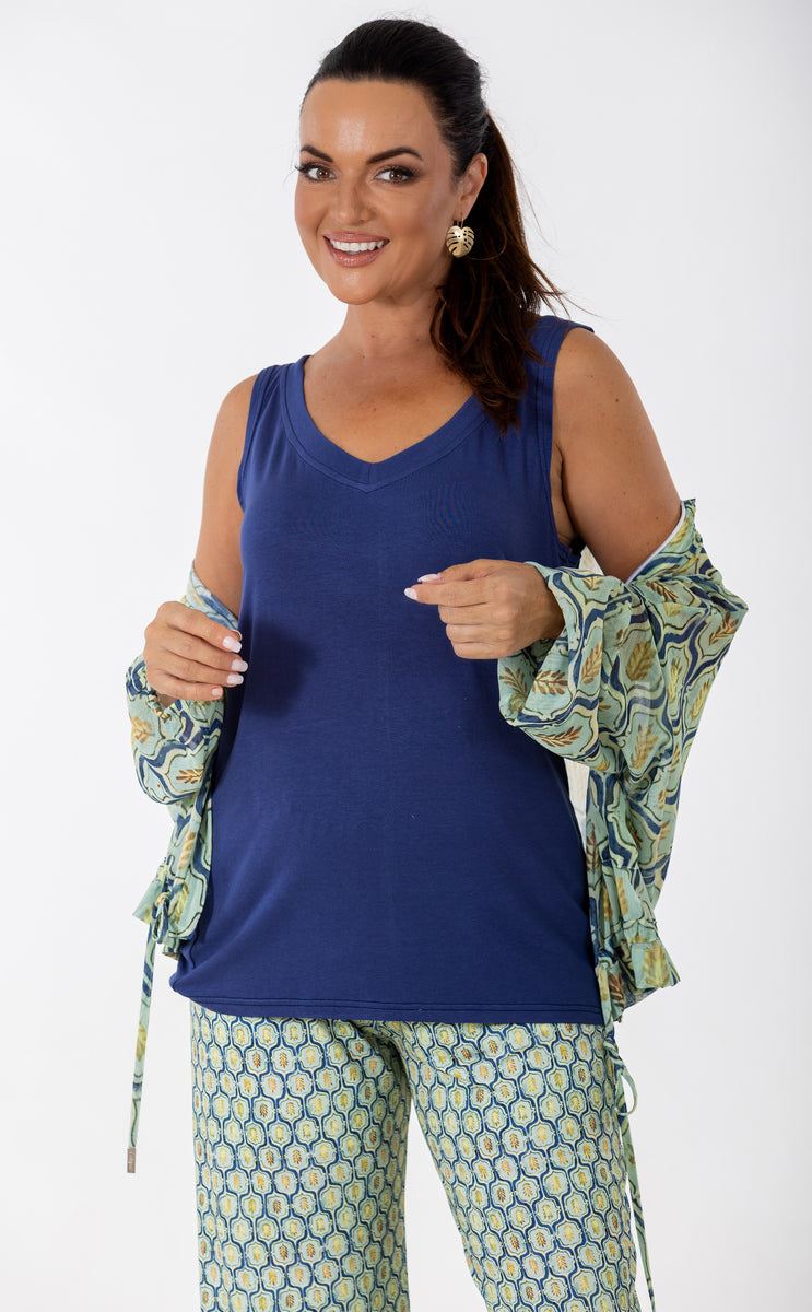 V-Neck Cami | Denim Sky