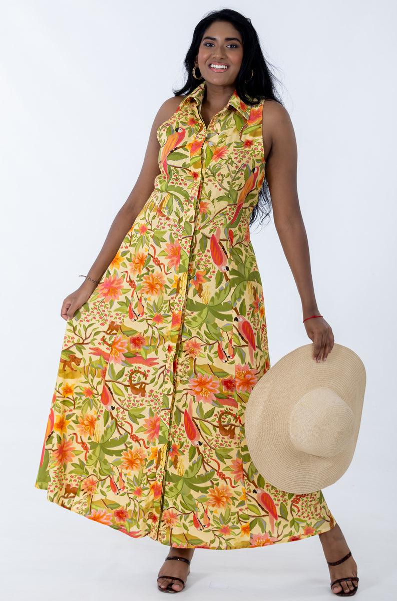 Concealed Front Maxi Dress | Fantasy Forest