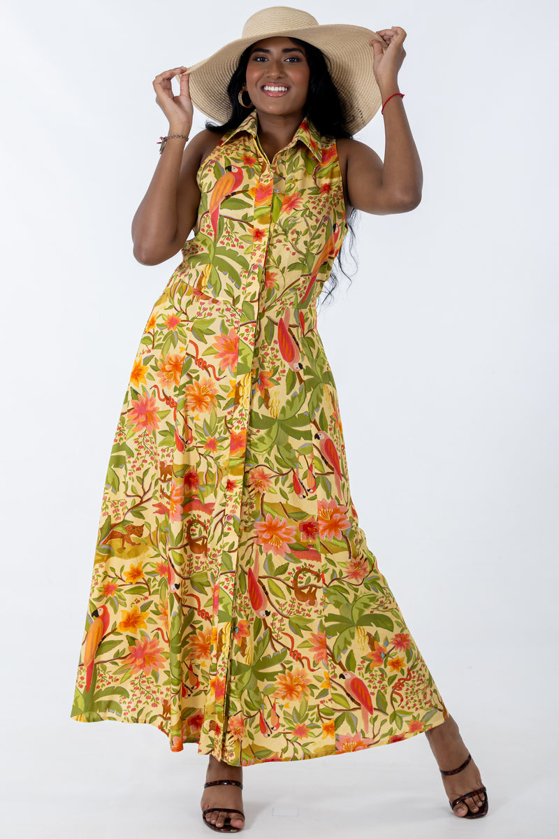 Concealed Front Maxi Dress | Fantasy Forest