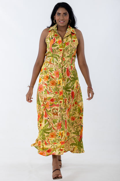 Concealed Front Maxi Dress | Fantasy Forest
