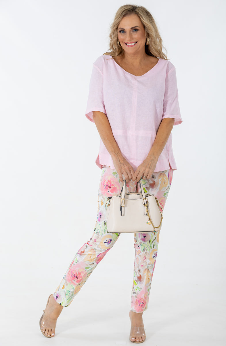 Flat Front 7/8 Pant | Water Bouquet