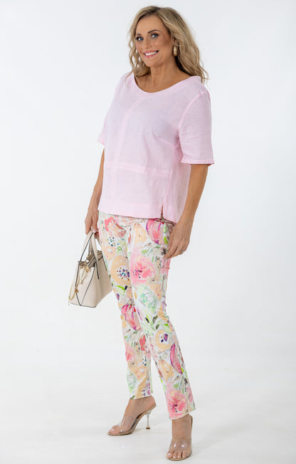 Flat Front 7/8 Pant | Water Bouquet