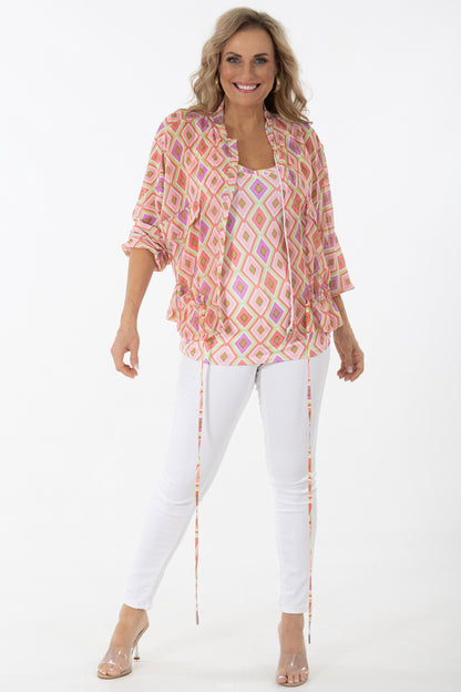 Relaxed Bomber Jacket | Geo Diamonds