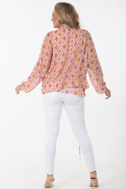 Relaxed Bomber Jacket | Geo Diamonds