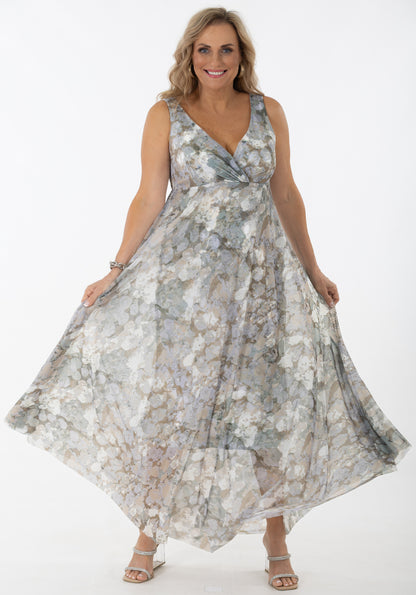 X-Over Bodice Occasion Dress | Metallic Hydrangea