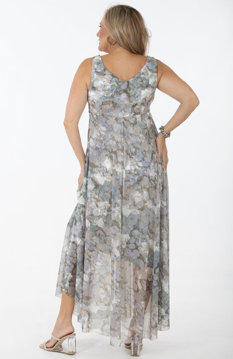 X-Over Bodice Occasion Dress | Metallic Hydrangea