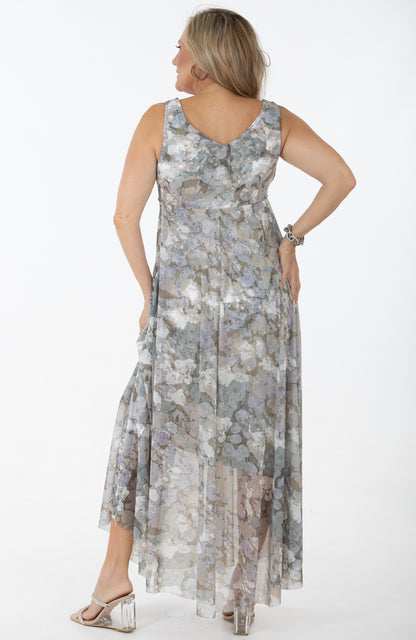 X-Over Bodice Occasion Dress | Metallic Hydrangea