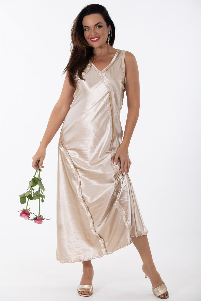 Bias Maxi Occasion Dress | Gold