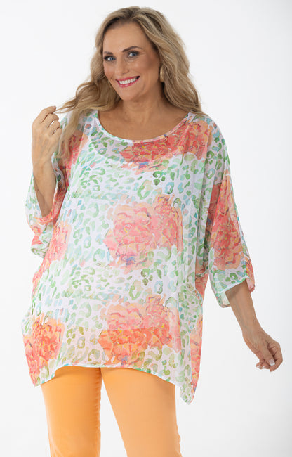Boat Neck Kaftan Tunic | Flora Leopard