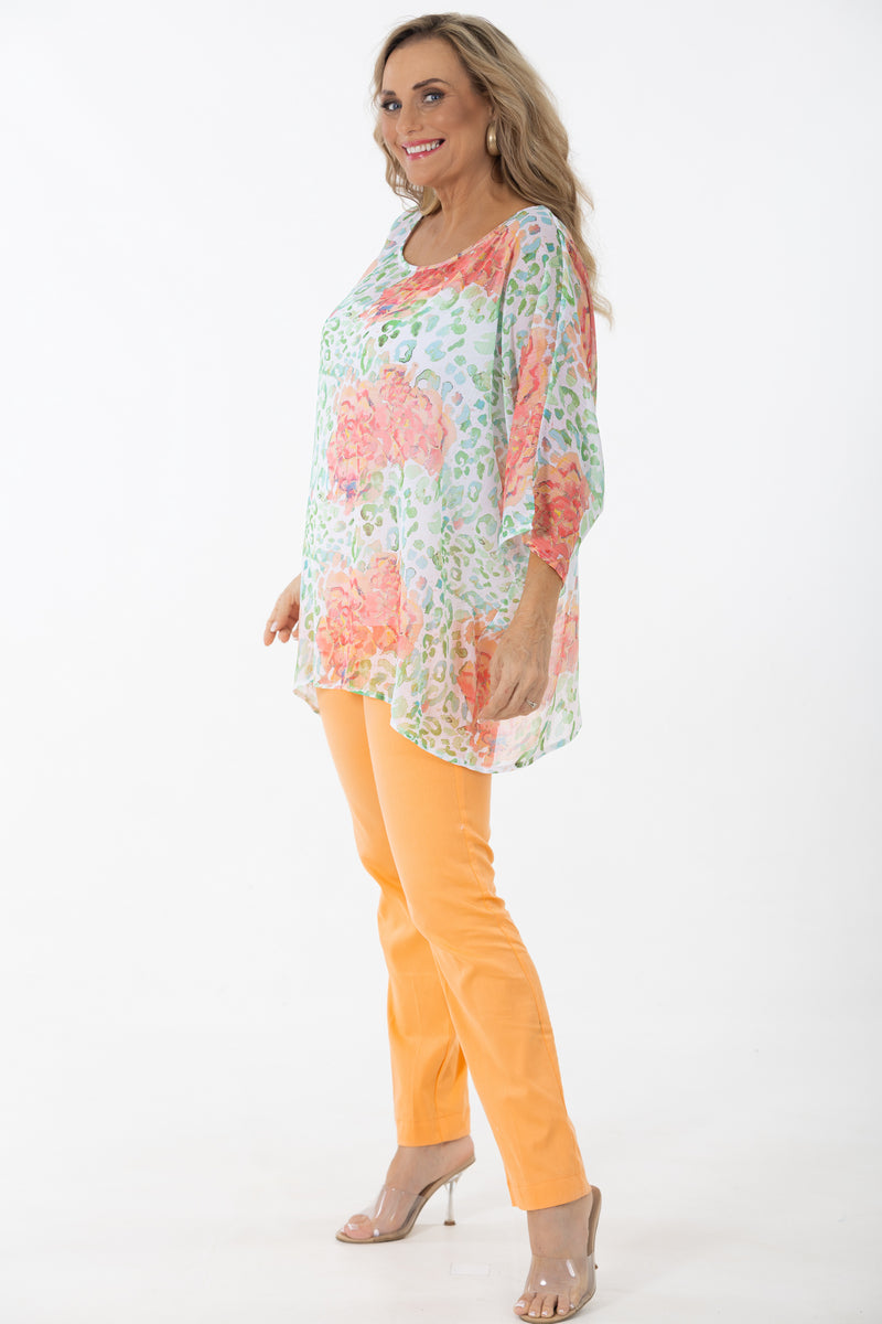 Boat Neck Kaftan Tunic | Flora Leopard
