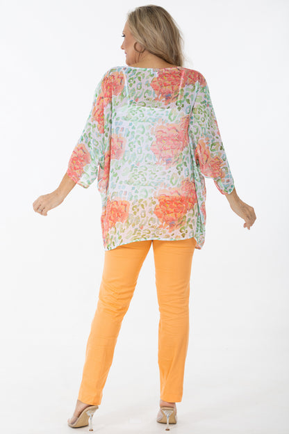 Boat Neck Kaftan Tunic | Flora Leopard
