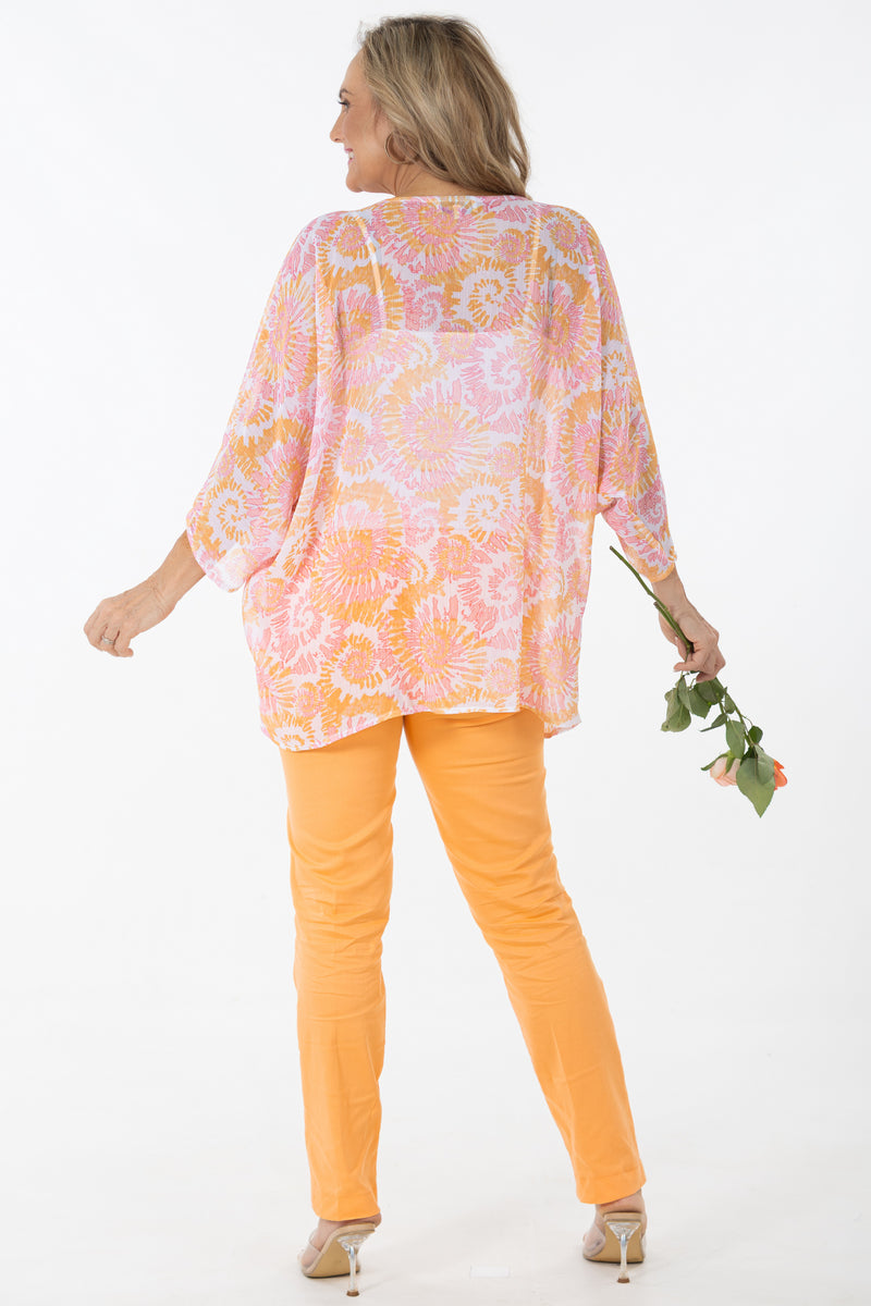 Boat Neck Kaftan Tunic | Coral/Frappe Shells