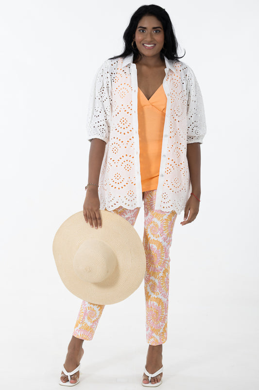 Flat Front 7/8 Pant | Coral/Frappe Shells