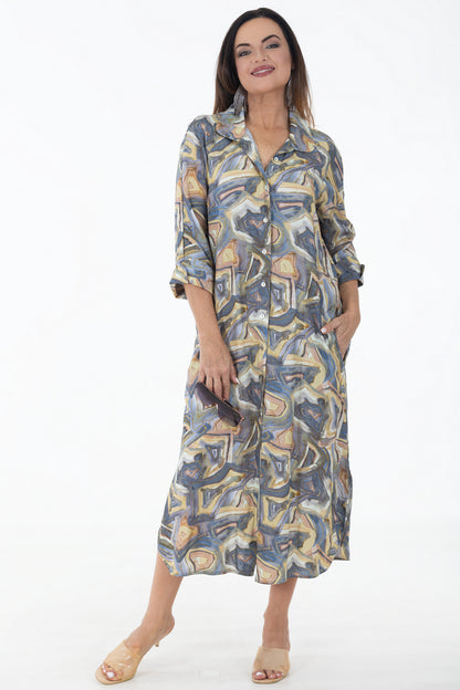 Raglan Button Through Maxi Dress | Harvest Gold