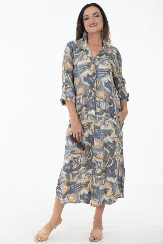 Raglan Button Through Maxi Dress | Harvest Gold