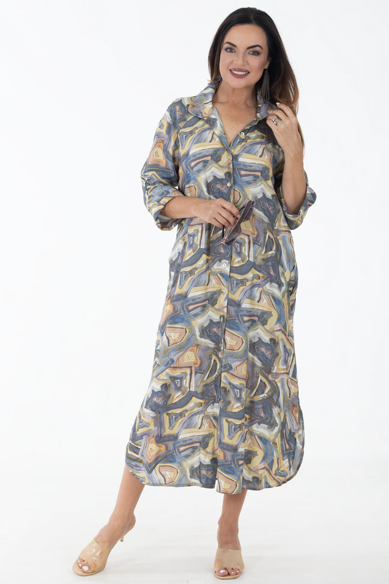 Raglan Button Through Maxi Dress | Harvest Gold